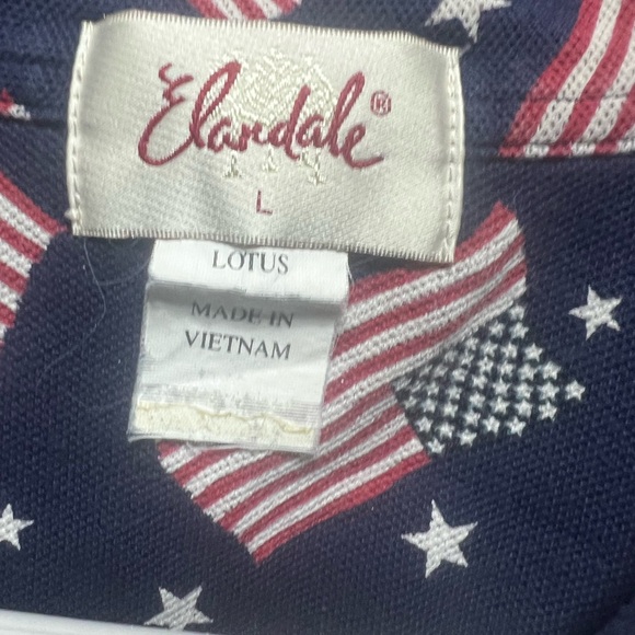 Elandale Navy Polo with Patriotic Flag All-Over Print Size Large - Picture 4 of 4